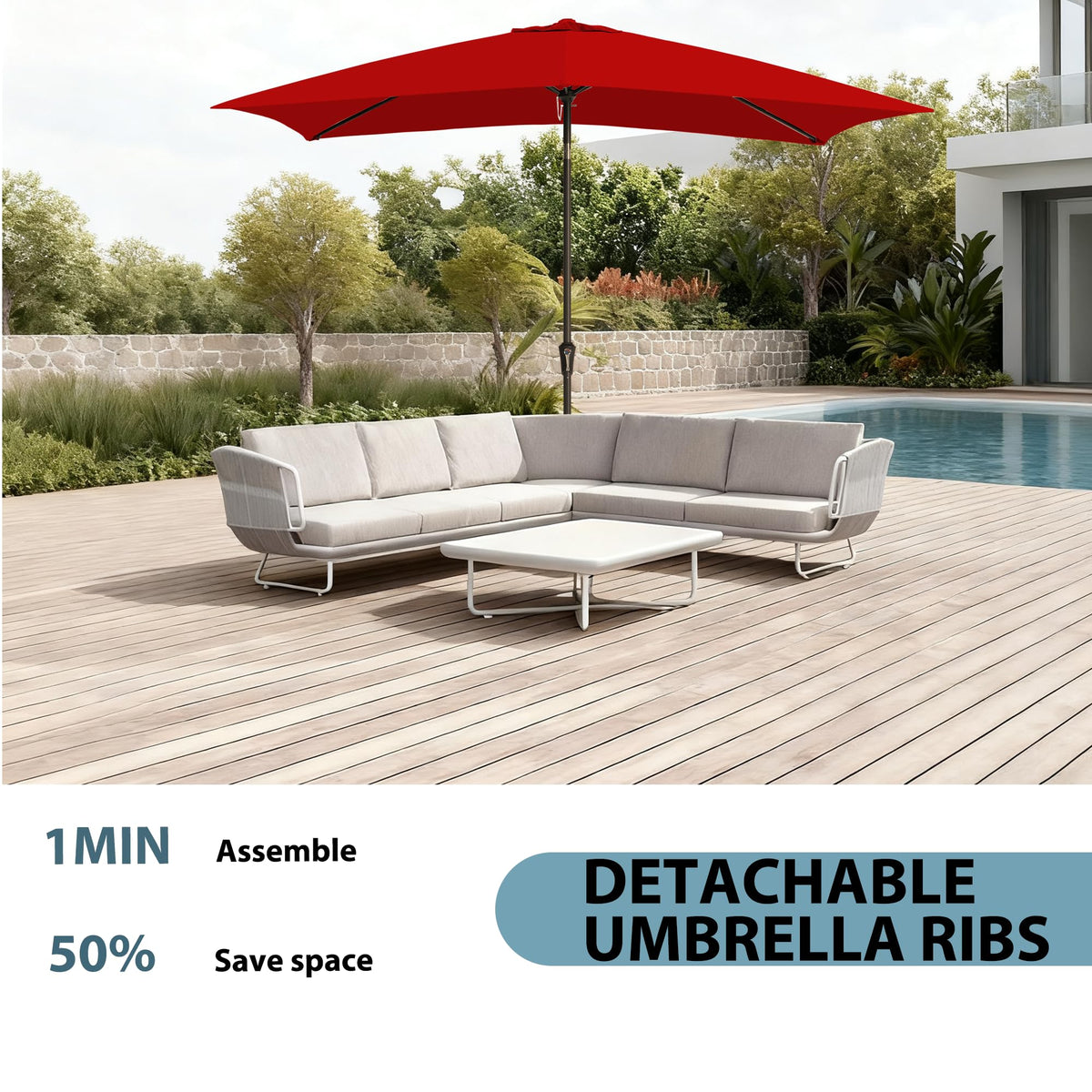 GREFORG six steel ribs enhance stability in breezy conditions.