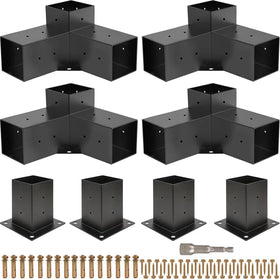 Grehitk pergola kit 3-way brackets close-up showing sturdy corner support for stability.