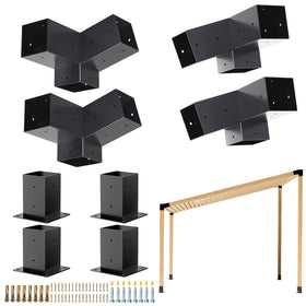 Grehitk pergola kit with 3-way brackets for a sturdy outdoor structure