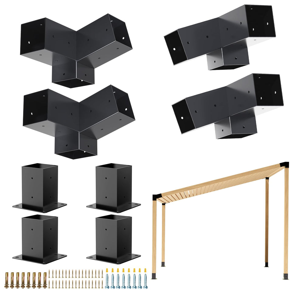 Grehitk pergola kit with 3-way brackets for a sturdy outdoor structure