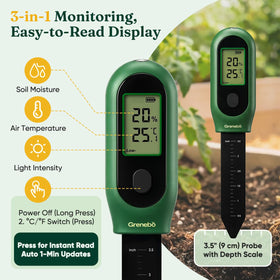 Grenebo 3-in-1 meter ambient temperature reading helps tailor watering schedules