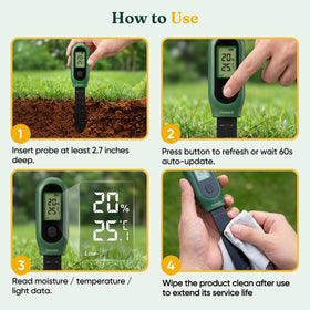 Grenebo 3-in-1 meter probe in soil for accurate moisture