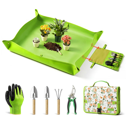 Grenebo 7-piece garden tools set with bag for organized indoor gardening.