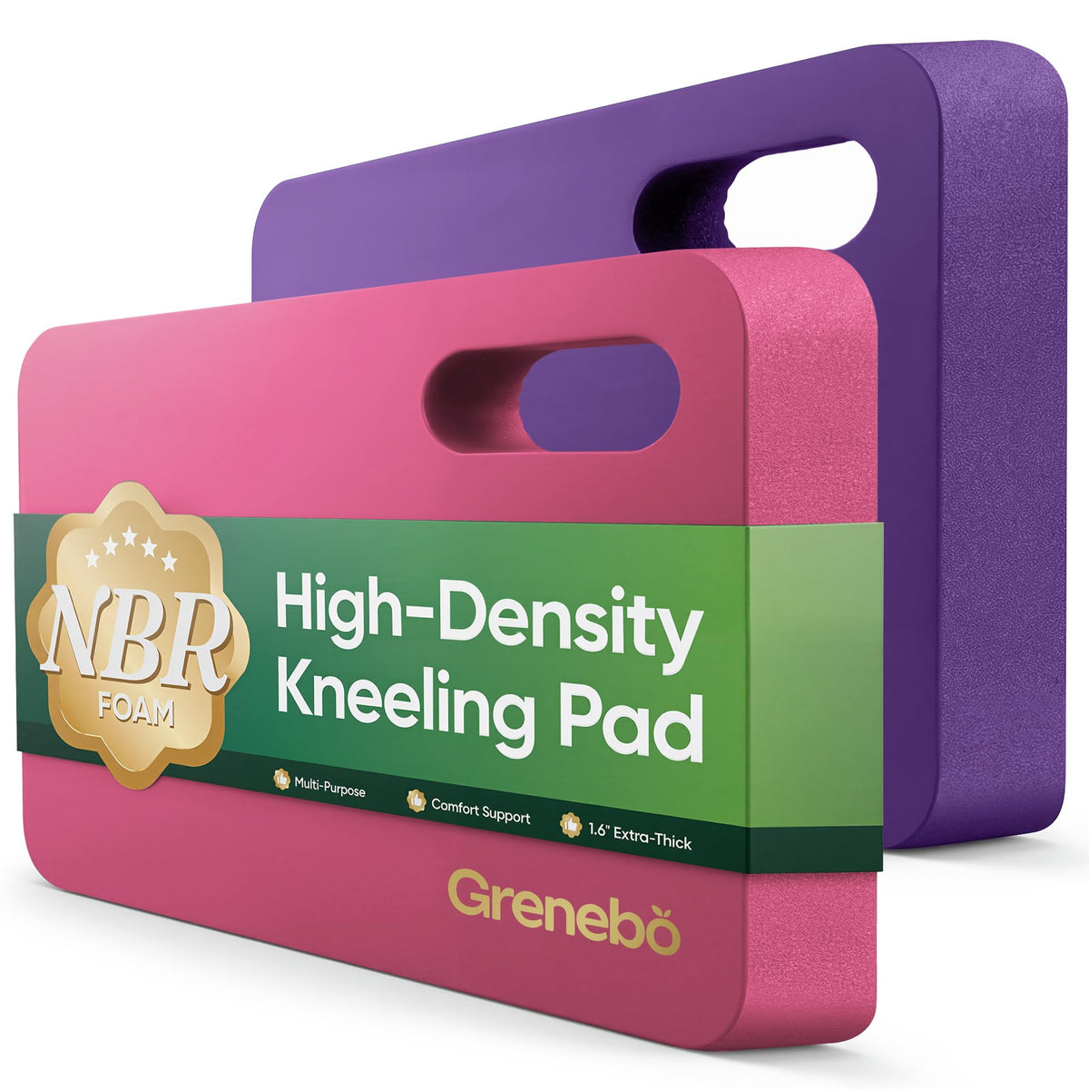 Grenebo high-density kneeling pad, 1.6-inch thick, ideal for comfortable gardening.