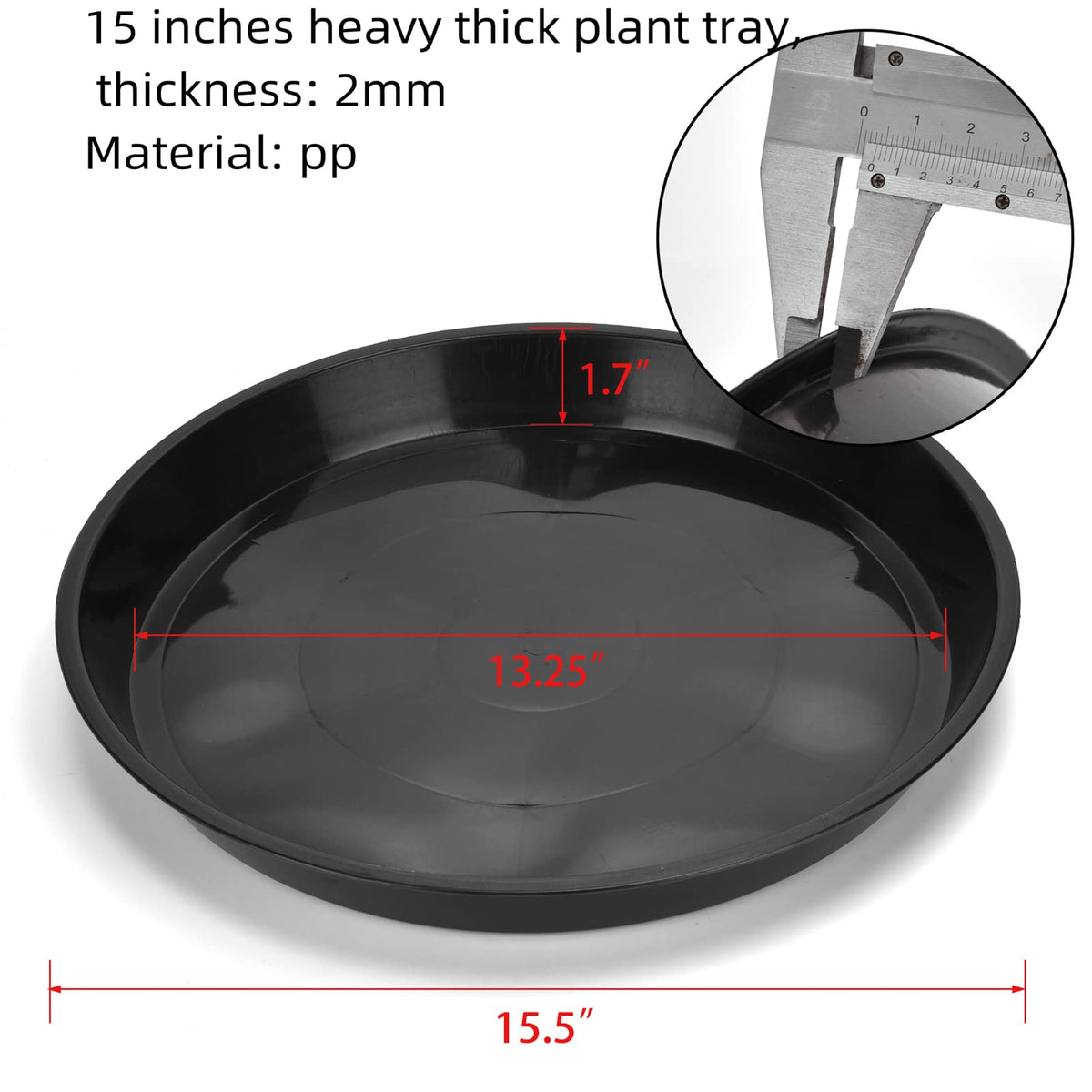 GRESPRI 1.6in deep-well tray catches excess water to prevent spills.