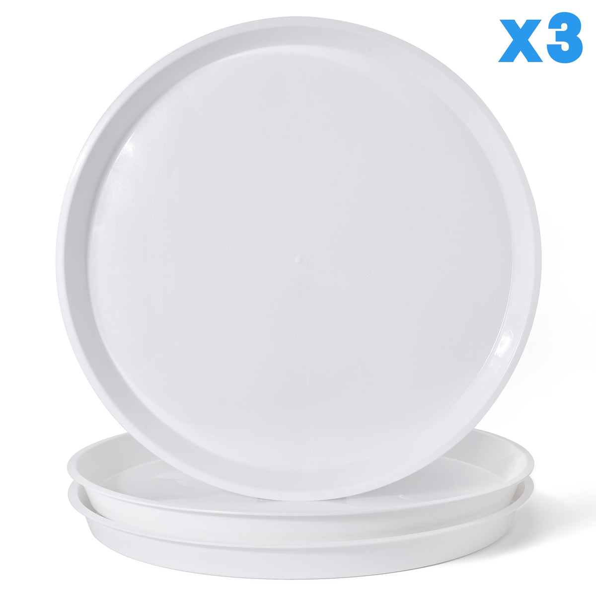 GRESPRI weather-resistant white saucer for indoor and outdoor use.