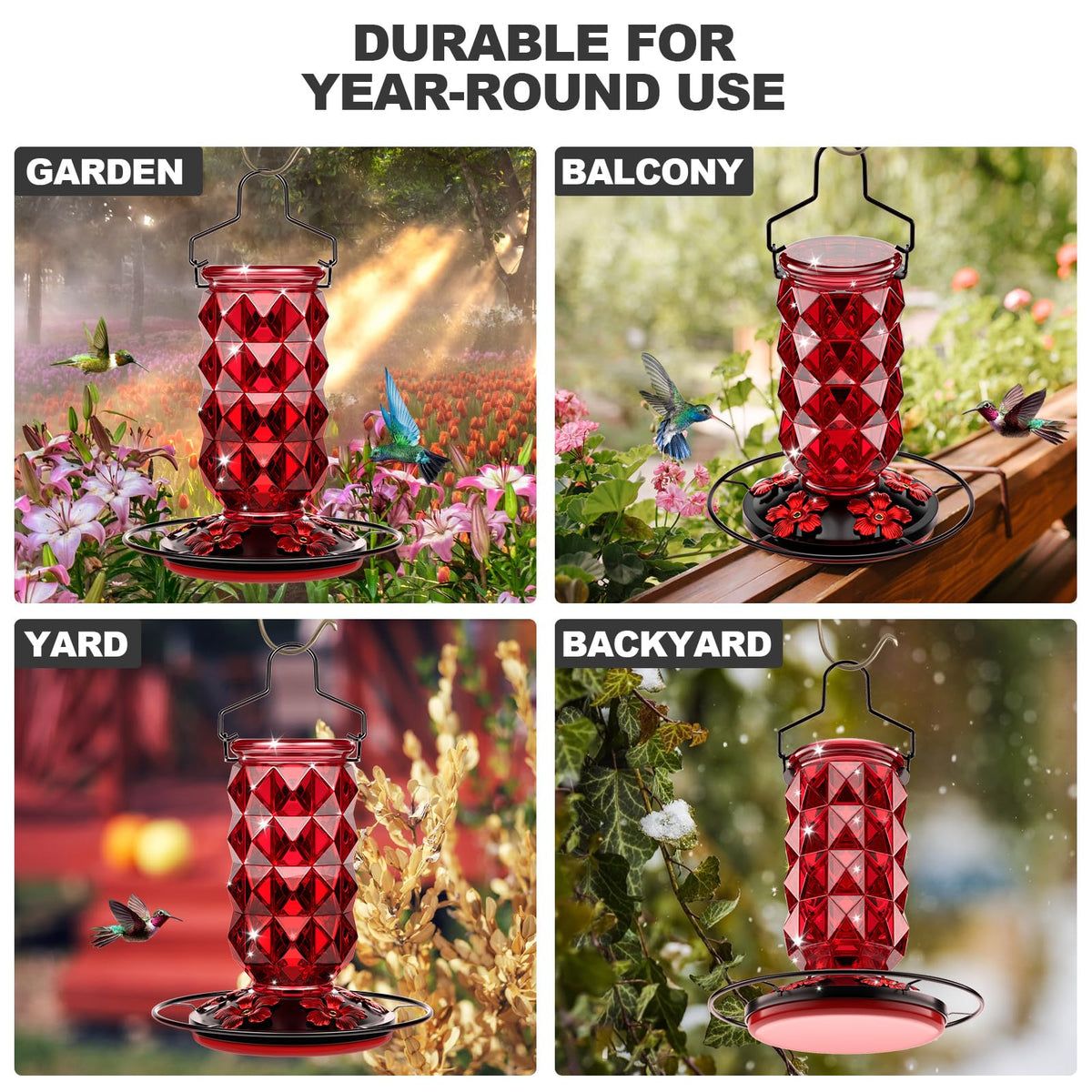 Grete Gotye outdoor hanging hummingbird feeder for easy garden viewing