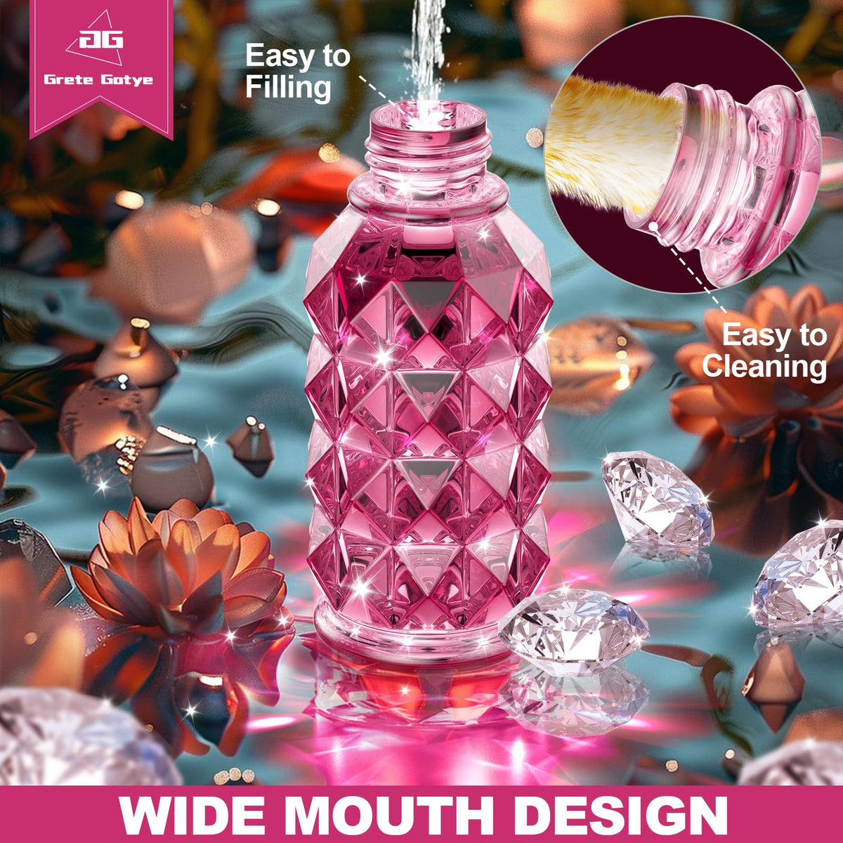 Grete Gotye red and pink glass feeder brightens garden decor