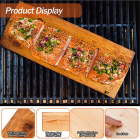 GRETJOB XL cedar plank with salmon fillet ready to cook.
