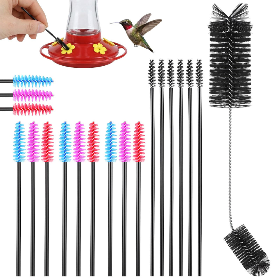 Grevosea hummingbird feeder brush set with 19 pieces for thorough cleaning.