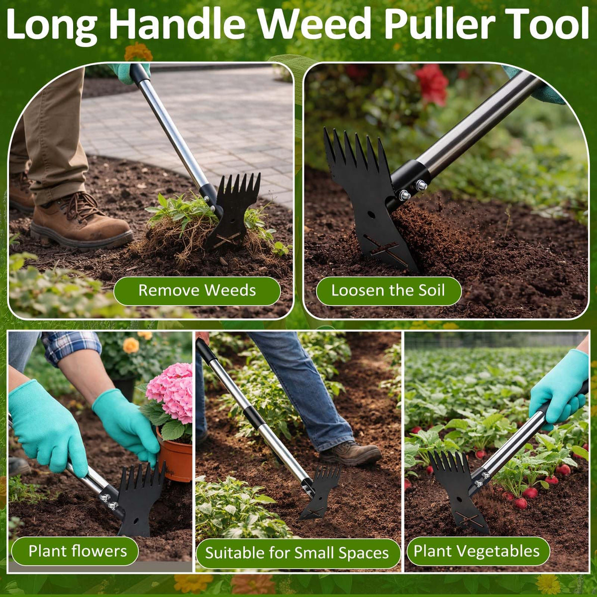 Griactrl weed pulling in action for versatile garden maintenance