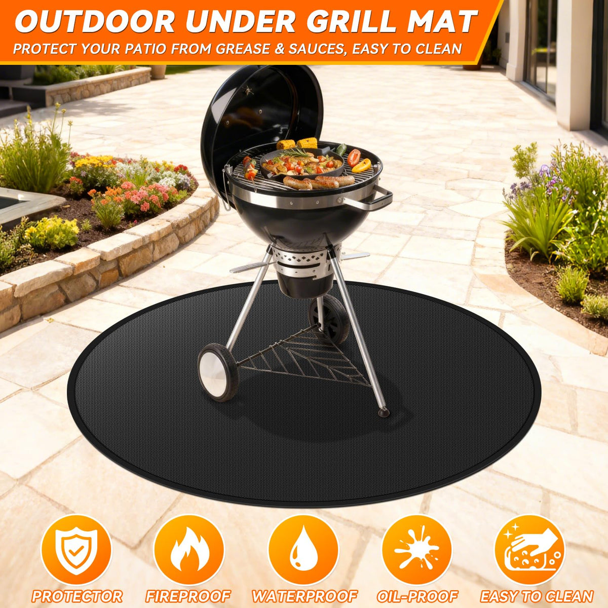 GRIBUDDY mat outdoors for fire pit use and weatherproof protection