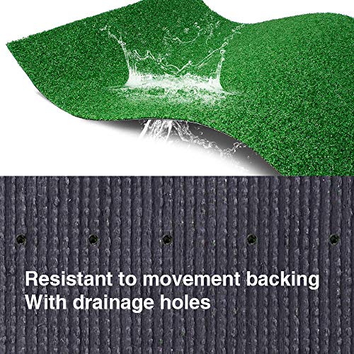 Griclner artificial grass showing drainage holes for quick drying after rain.