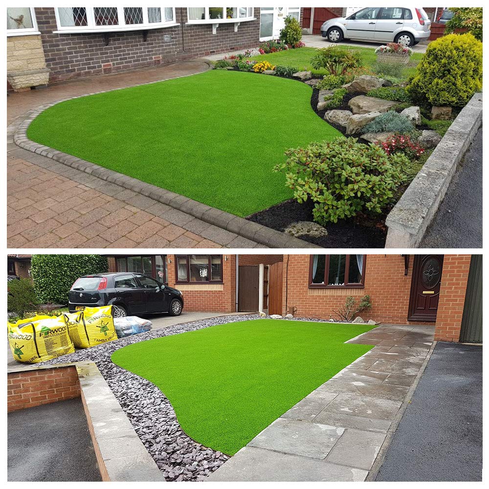 Griclner lawn turf with drainage holes prevents water pooling after rain.
