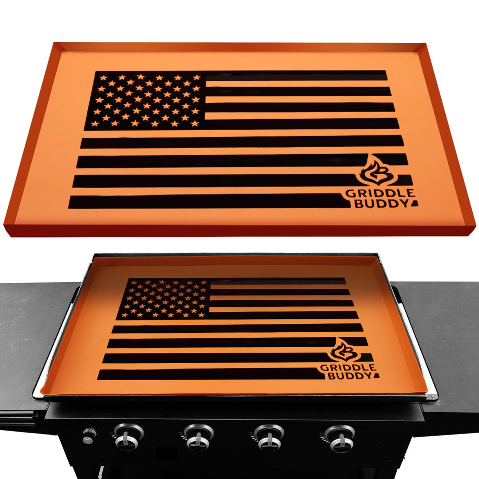 Griddle Buddy 36in silicone mat on a Blackstone griddle protecting from dust and debris