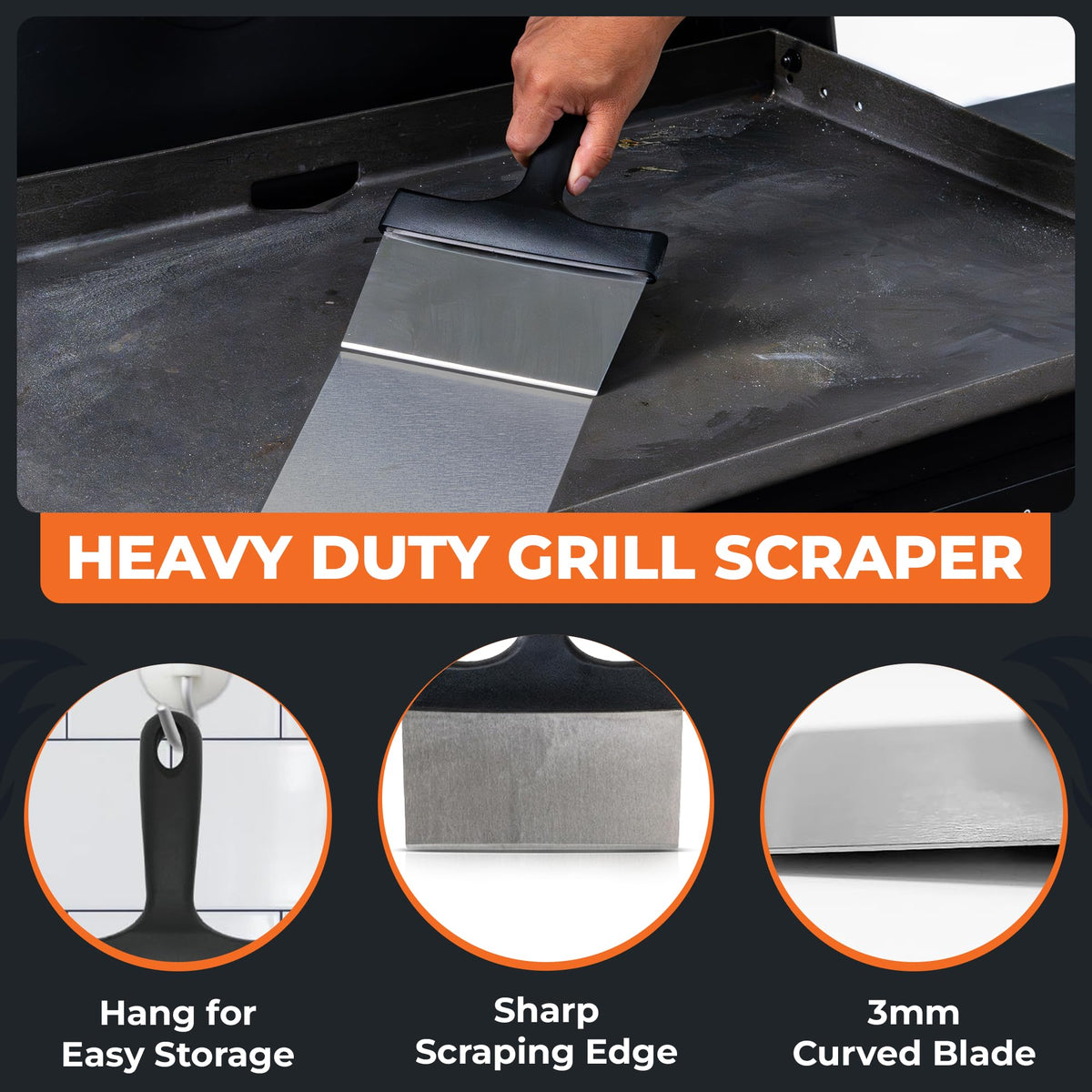 Griddle Buddy deep-clean action removing baked-on grease