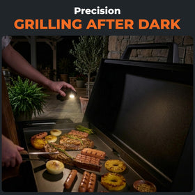 Griddle Buddy Night Chef Pro close-up showing bright night illumination