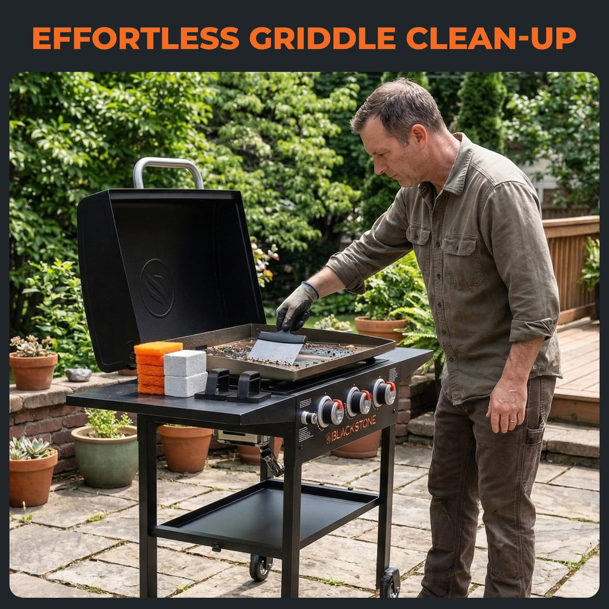 Griddle Buddy post-cook wipe-down ready surface for next session