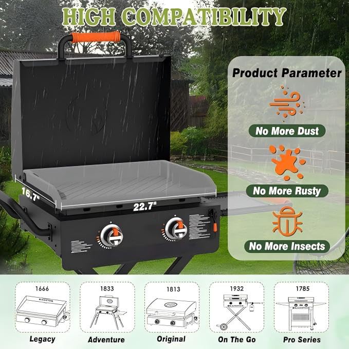 GRIDDLE COVER MAT withstands up to 400°F not for direct grilling