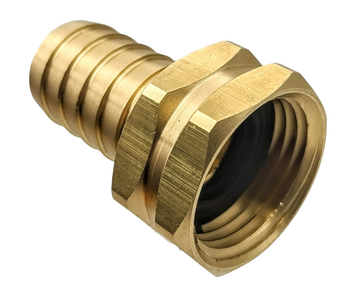 GRIDTECH brass garden hose adapter with swivel connection for easy watering.