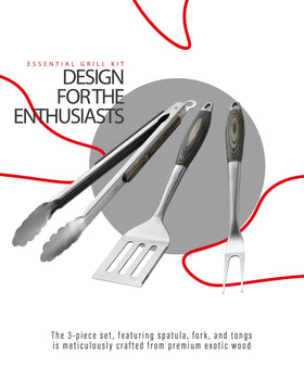 Grilaz grill fork with polished steel tines for clean, controlled turning