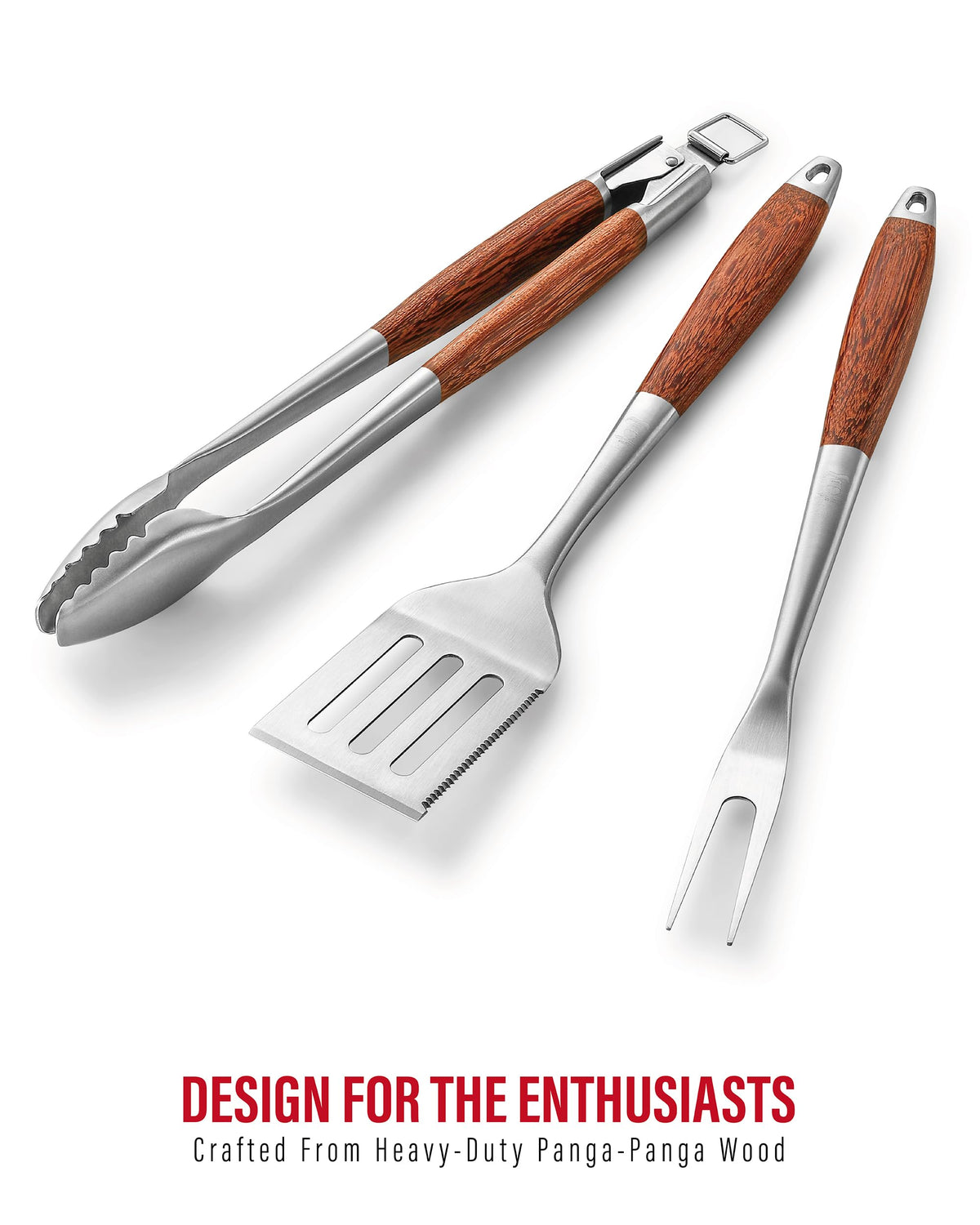 GRILAZ Panga-Panga fork offers strong balance for turning large cuts.