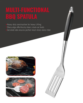 GRILAZ serrated spatula edge close-up for clean cutting