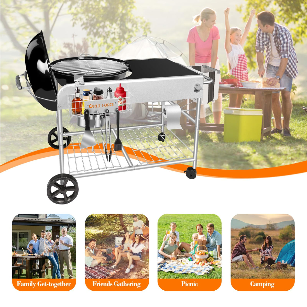 GRILL FORCE grill table ample worktop supports prep and plating