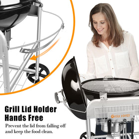 GRILL FORCE grill table six hooks organize tongs, forks, and spatulas