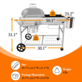 GRILL FORCE grill table wheels enable easy movement and stable setup