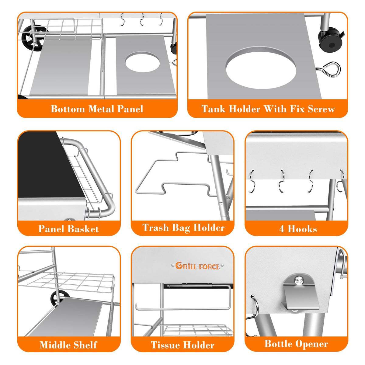 GRILL FORCE side-handle-easy-maneuver aids repositioning during outdoor cooking.