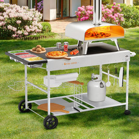 GRILL FORCE storage-shelves-for-fuel-and-tools keeping items neatly organized.