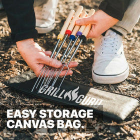 Grill Guru Smores Sticks canvas pouch for easy storage and cleaning