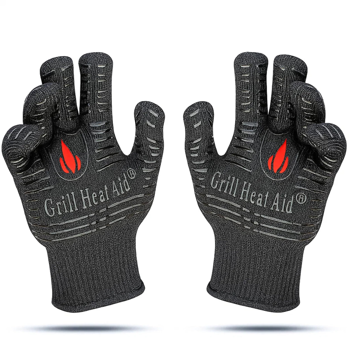 Grill Heat Aid heat-resistant gloves for grilling and oven use, offering high heat protection.
