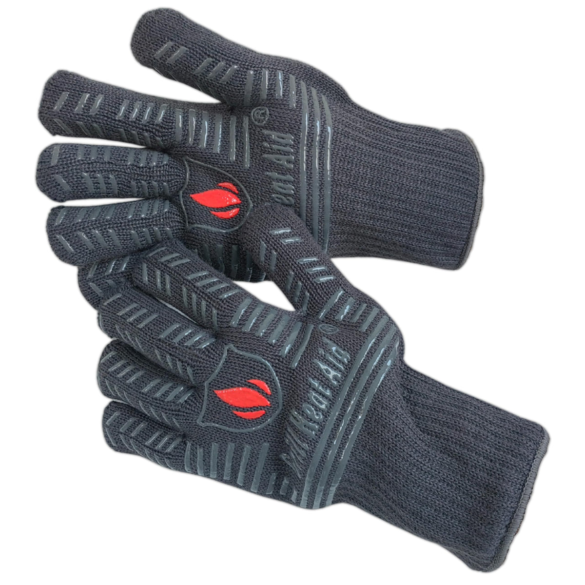 Grill Heat Aid heat-resistant gloves safeguarding hands during intense grilling sessions.