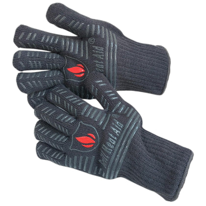 Grill Heat Aid heat-resistant gloves safeguarding hands during intense grilling sessions.