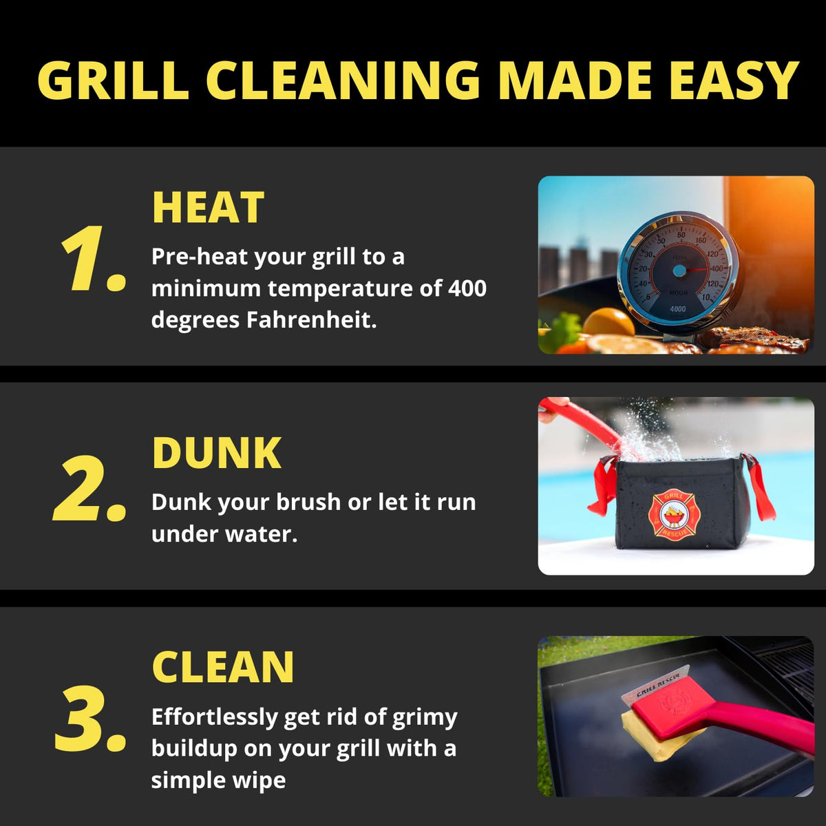 Grill Rescue safe on all surfaces suitable for nonstick, cast iron, and stainless