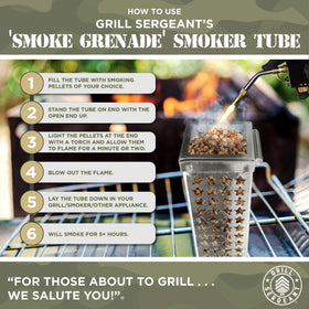 Grill Sergeant smoker tube elevation bar detail highlighting improved airflow.