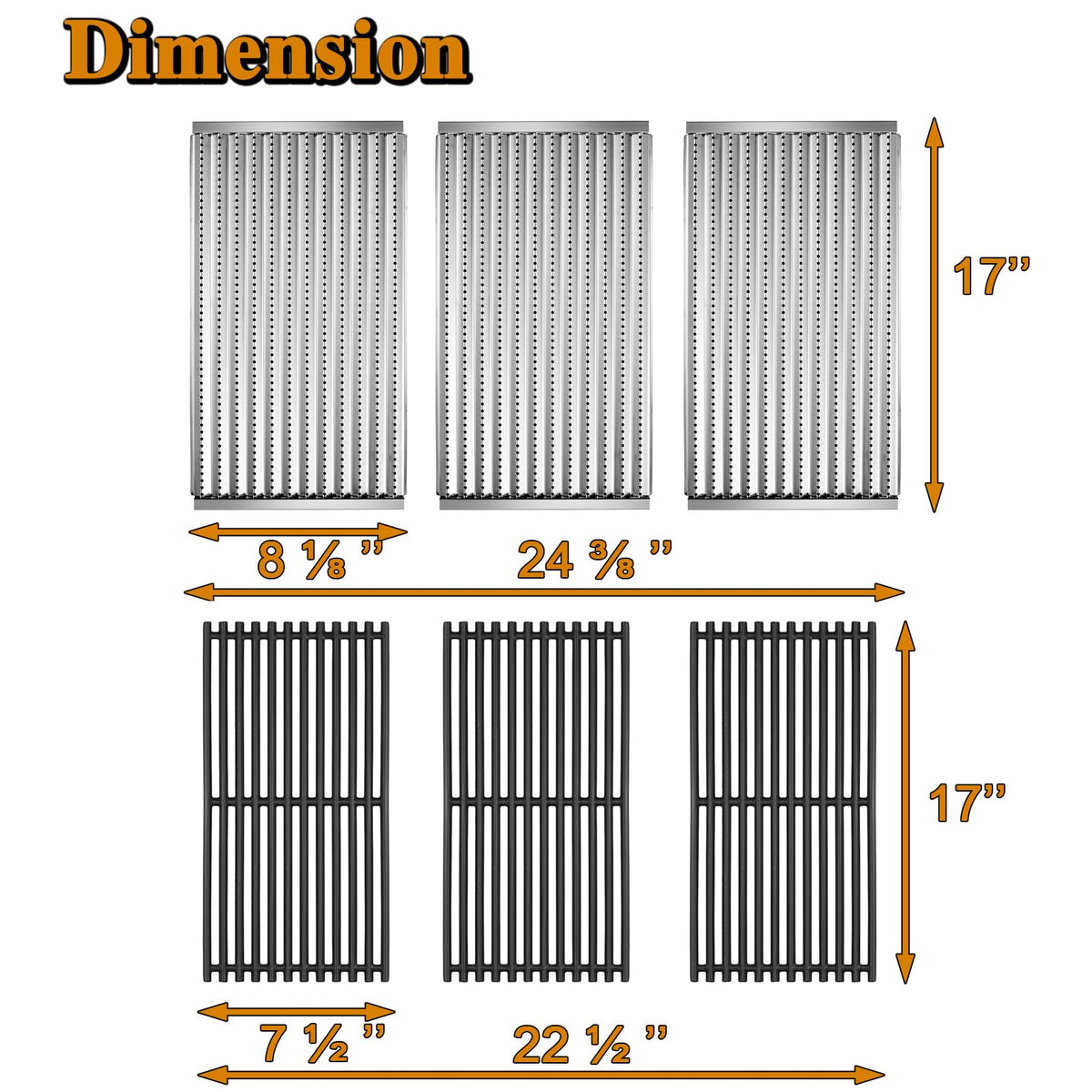 Grill Valueparts grates for Charbroil Tru Infrared 3-Burner provide even cooking.