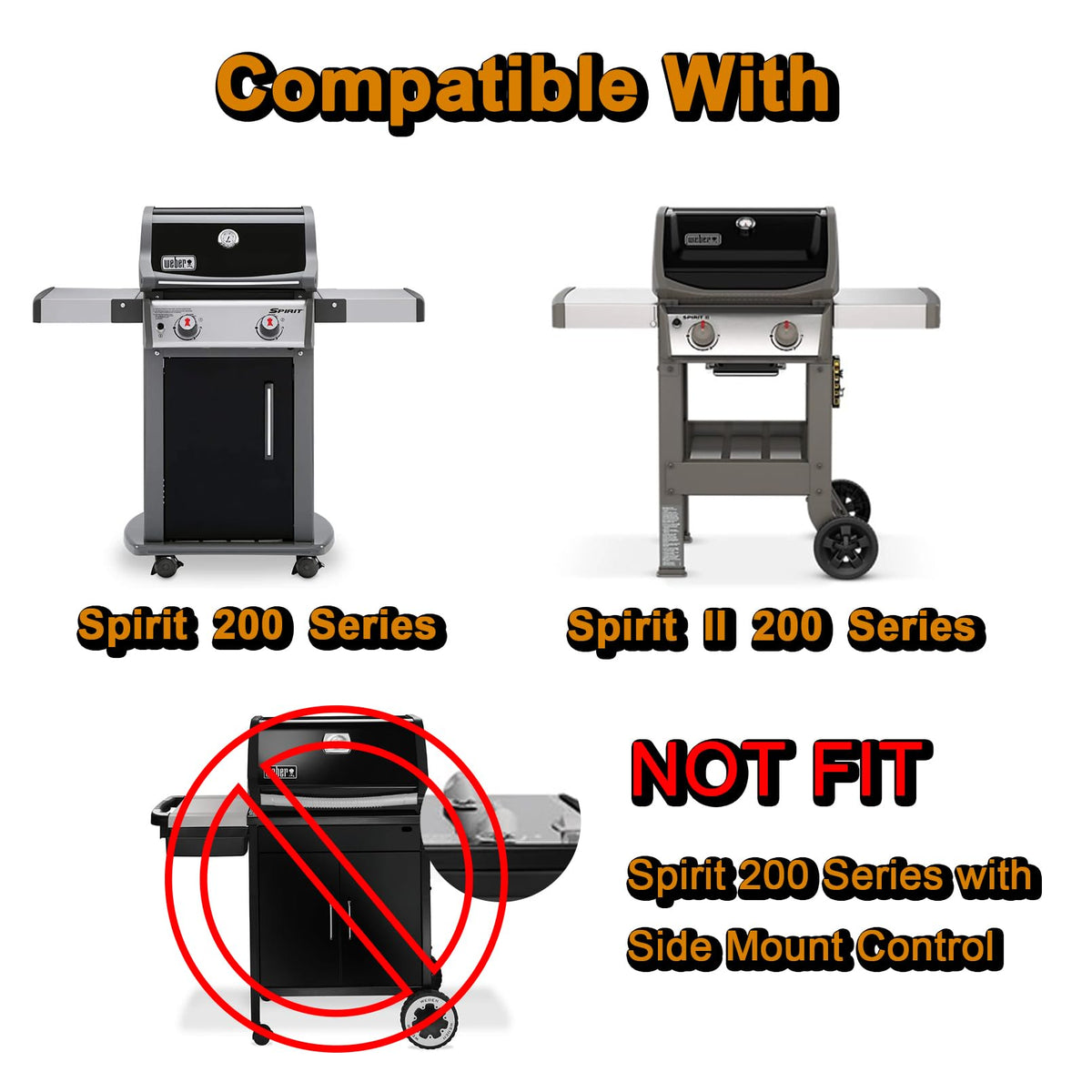 Grill Valueparts compatible with Weber Spirit 200 front mount control