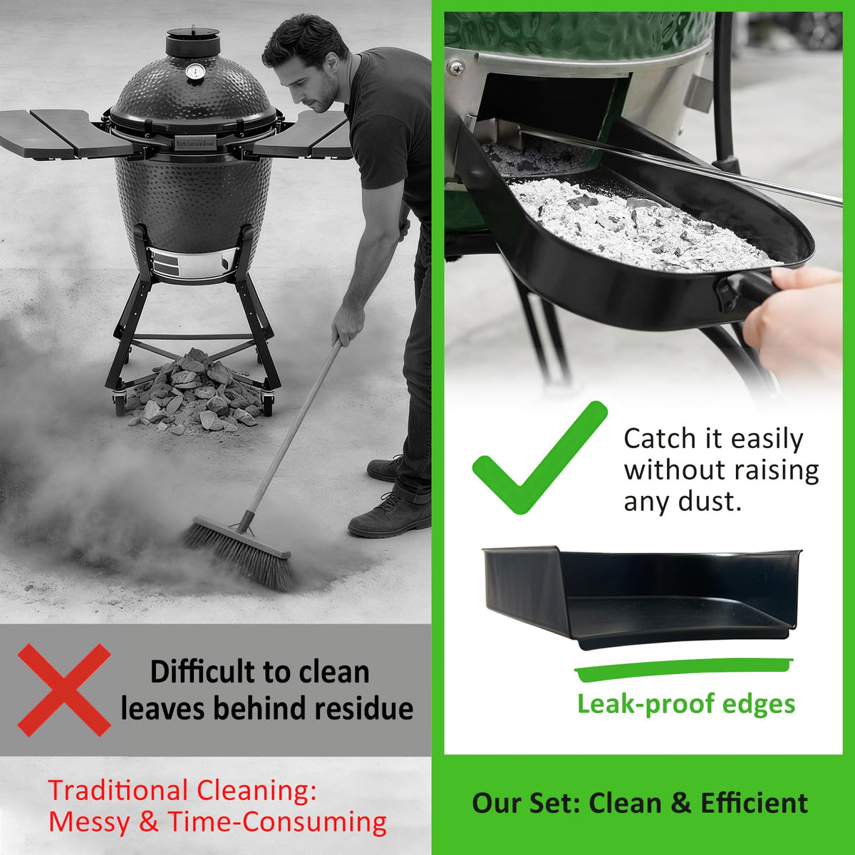 GrillAce 18-inch ash poker, one-piece stainless design.
