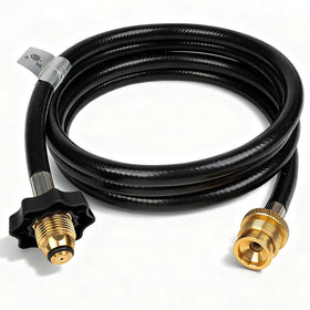 GrillAce F273704 8ft buddy heater adapter hose connects to a propane tank for outdoor use.