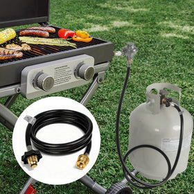 GrillAce 1lb-to-20lb propane converter hose enabling longer runtime.