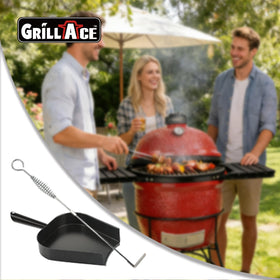 GrillAce ash tool includes a built-in hanging hole for storage.
