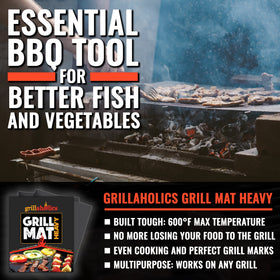 Grillaholics Heavy grill-mats offer nonstick food release and easy cleanup.