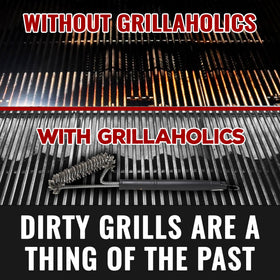 Grillaholics Essentials cleaning action after cooking shows ready for next use.
