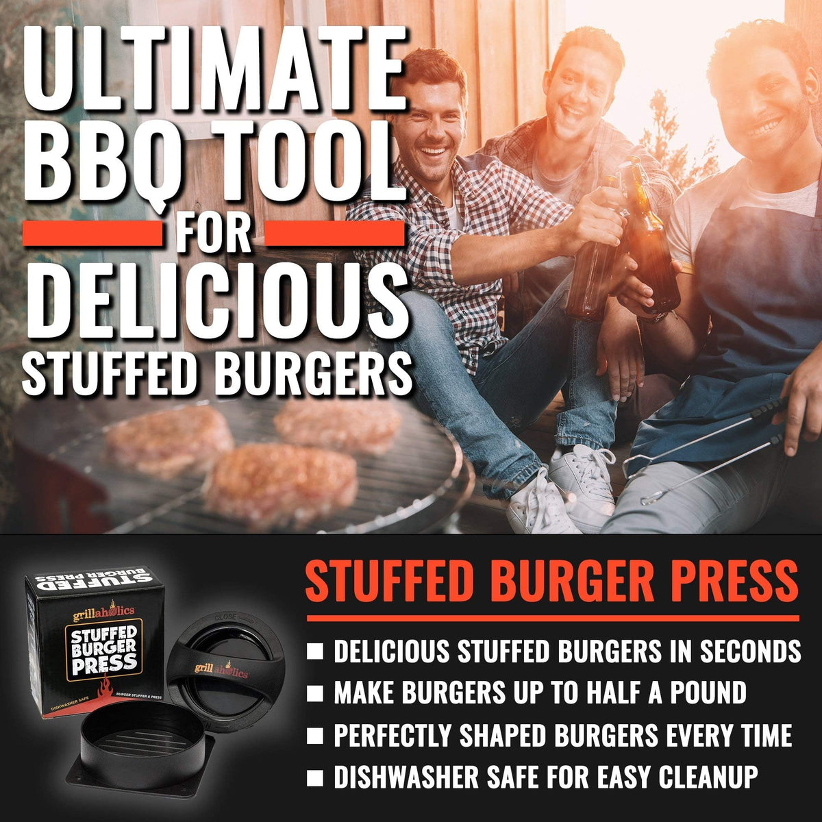 Family-friendly scene using Grillaholics for a fun dinner.