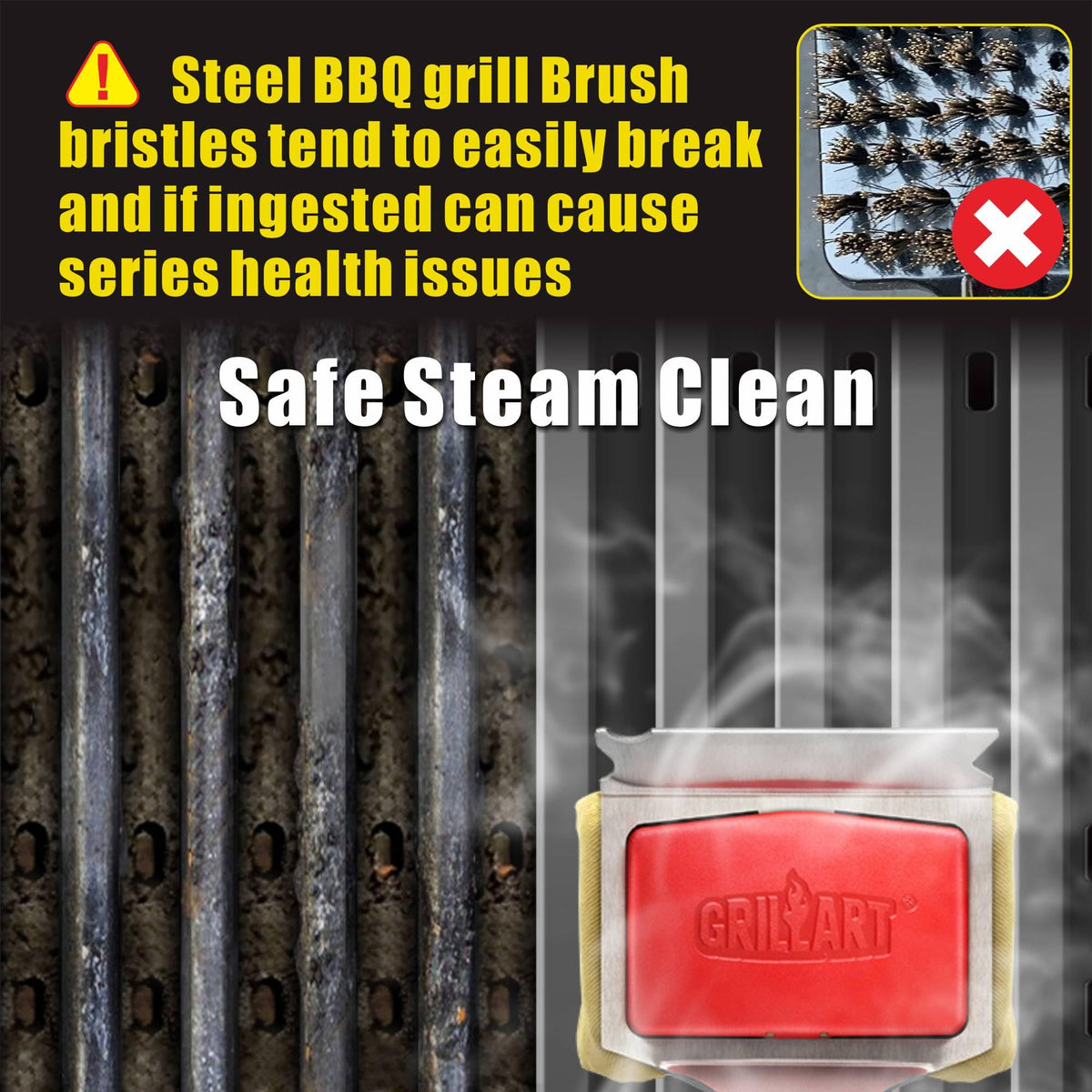GRILLART compatible with charcoal, gas, porcelain, ceramic, cast iron, stainless grills