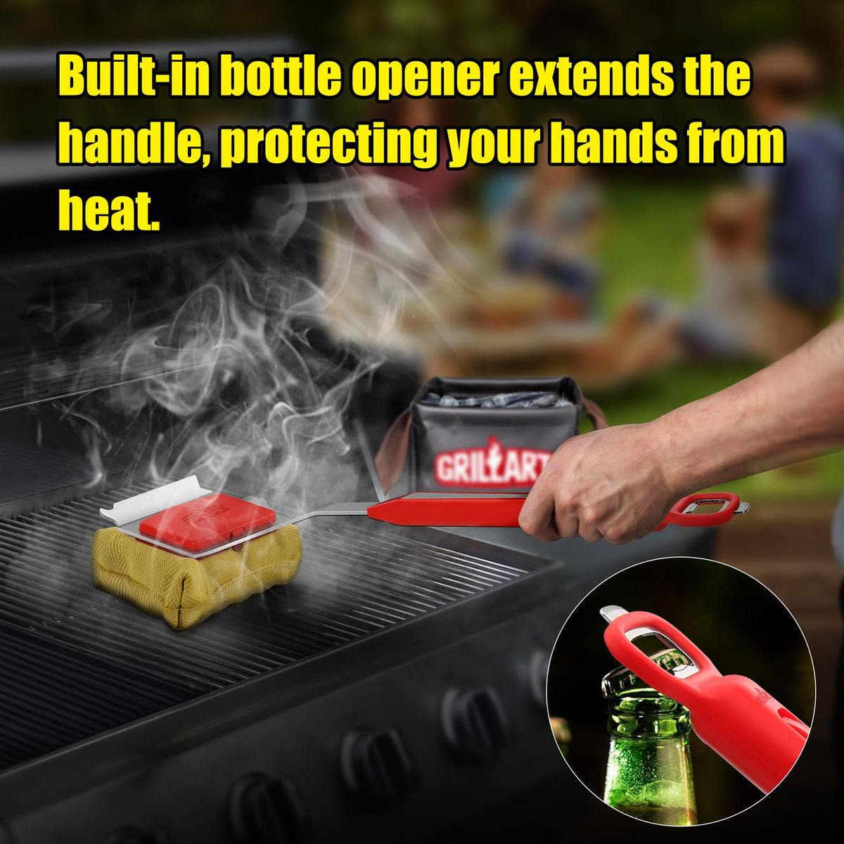 GRILLART easy-click installation securely attaches to the brush