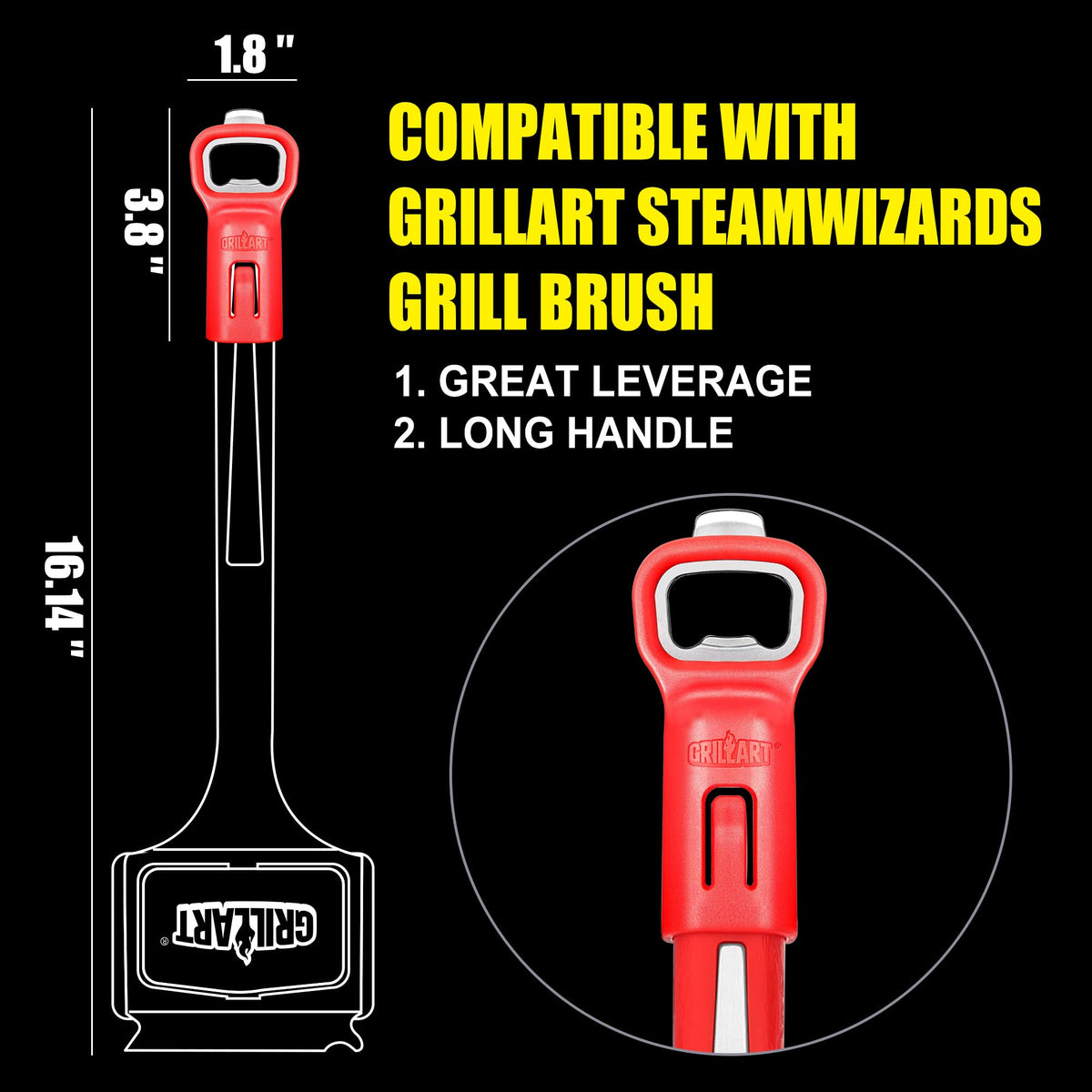 GRILLART ergonomic grip attachment enhances control during grilling